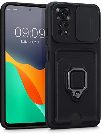 kwmobile Handyhülle kompatibel mit Xiaomi Redmi Note 11 / Note 11S - Softcase mit Kameraschutz - Kartenfach - Schwarz