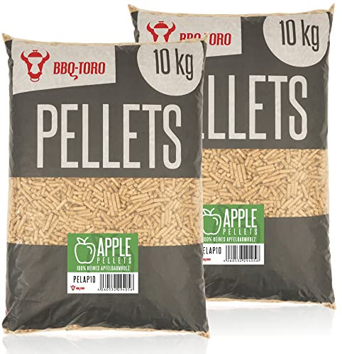 BBQ-Toro Pellets 100 % bois de pommier (20 kg) | Pellets de pommier pour barbecue, fumoir, four à pizza à granulés et systèmes de chauffage | Granulés de barbecue