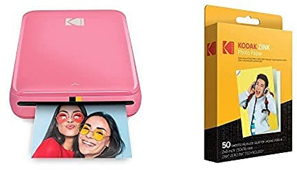 KODAK Step Instant Fotodrucker mit Bluetooth/NFC, Zink-Technologie App für iOS und Android (Rosa) druckt Zink Photo Paper, 50 x 76 mm, Sofortbildfilm, 50 Stück