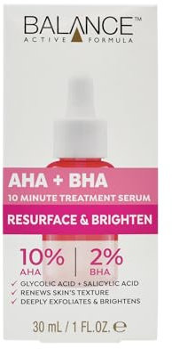 Balance Active Formula AHA 10% + BHA 2% Retexturising Serum - Tiefen-Peeling für Strahlendere Haut, Glättet das Hautbild, Dermatologisch Getestet, Sanft und Hochwirksam