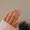 24PCS Short False Nails with Glue Stickers, Almond Full Cover Acrylic and Press on Nails no Glue,Baby Blue Pink& White Waves French Fake Nails Stick for Women and Girls Nail Art.