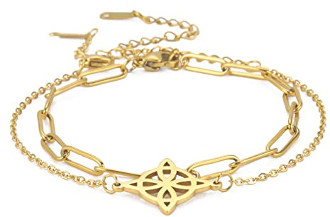 TEAMER Metatron Cube Armband Heilige Geometrie Armband Blume des Lebens Hexenknoten Bettelarmband Edelstahl Schmuck