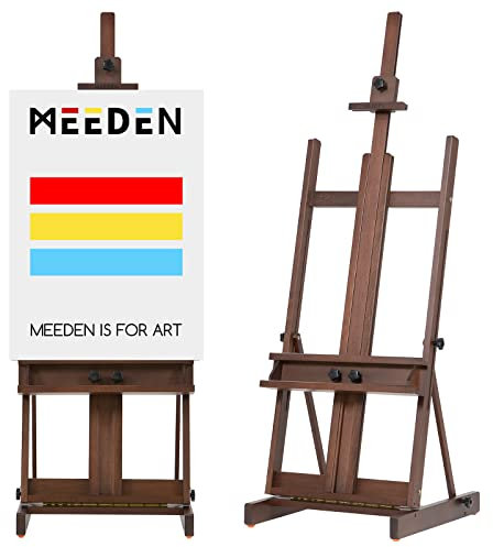 MEEDEN große H-Rahmen-Staffelei aus massiver Buche für schwere Beanspruchung - verstellbare Bodenkonstruktion für Acryl, Porträts, Leinwand bis 78