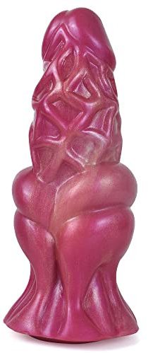 Kuaecr Silikon Realistischer Monster Dildo Penis Sleeve Extender Penishülle Penismanschetten Kondome Erwachsene Verlängerung Ejakulation Erwachsene Sex Sexspielzeug für Paare Männer (Rot+Gold)