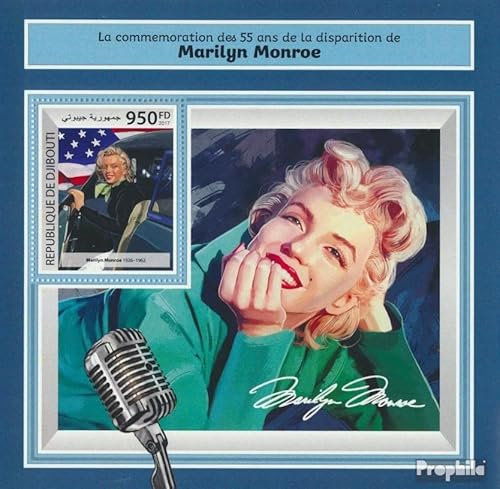 Prophila Collection Dschibuti Block 972 (kompl. Ausg.) postfrisch ** MNH 2017 Marilyn Monroe (Briefmarken für Sammler) Prominente/Film/Theater/Radio