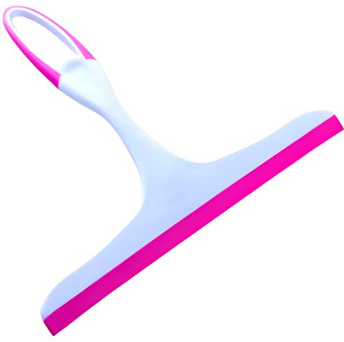 Multi-Purpose Shower Glass Rubber Window Squeegees Household Cleaning with hanging hole, Glass Wiper for Kitchen Home Car Bathroom Floor Mirror and Shower cleaner,soft glass scraper (Pink)