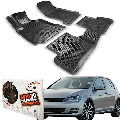 Trimak Passgenau 3D Fussmatten Auto Kompatibel mit Volkswagen Golf 6 2008-2012 Auto Zubehör 1. und 2. Reihe Gummimatten Autos TPE Allwetter Geruchlos rutschfest Vorne & Hinten Schwarz