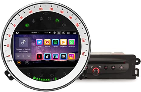 Erisin 8-Core Android 14 Bluetooth 5.0 DVD Autoradio per BMW Mini Cooper 2007-2013 7 pollici Schermo Tattile Supporta GPS Navigatore Wireless CarPlay Android Auto DAB+ FM Radio OBD TPMS RDS 4GB+64GB