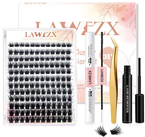 144 Pcs Cluster Wimpern Einzeln, Breiter Stiel, 56D/D-Curl, 9–16 mm Länge, DIY Wimpernverlängerung Wimpern Bänder Cluster Wimpern Starter Kit mit Applikator Tool Individual Lashes