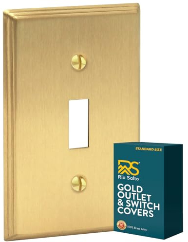 Rio Salto Latón moderno de metal dorado para interruptor de luz, placa de pared, placa de pared decorativa dorada de 1 banda, latón cepillado auténtico, tamaño estándar