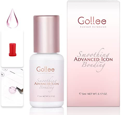 GOLLEE Colle Extension Cils Professionnel Colle a Faux Cils Waterproof Gelée Rose Transparent(0.17fl.oz/5ml)/Séchage 1 à 2 Seconde/Rétention 6-7 Semaines/Uniquement Pour Les Professionnels