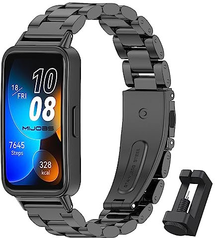 MIJOBS Armband Kompatibel mit Huawei Band 10/9/8 Metallarmband Armbänder Edelstahl Ersatz-Armband für Uhren, Männer Frauen