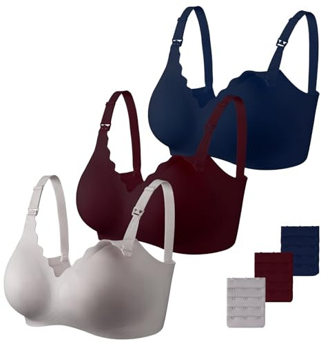 Dresime Reggiseni Allattamento, 3 Pezzi Reggiseno per maternità Senza Fili Ultra Comfort Reggiseni di Gravidanza per Le Donne