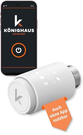 Könighaus 5X Smartes Heizkörperthermostat OHNE Zigbee - Starter-Set ✓ Moderne Heizregelung mit App Steuerung ✓ Kompatibel mit Siri, Alexa, Google, Tuya ✓ kinderleichte Bedienung ✓ kein Gateway nötig