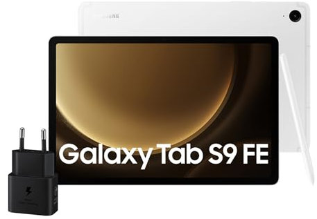 Samsung Galaxy Tab S9 FE, Caricatore incluso, Display 10.9 TFT LCD PLS, Wi-Fi, RAM 6GB, 128GB, 8.000 mAh, Exynos 1380, Android 13, IP68, Silver, [Versione italiana] 2023