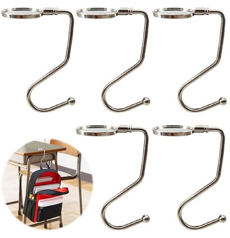 ZEACCT 5 Pcs Table-Side Bag Hook - Portable Hanging Desk Bag Hooks for Travel and Home