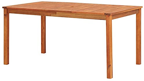 Rantry Gartentisch mit Schirmloch Holztisch Terrassentisch Möbel Balkontisch Tisch Couchtisch Beistelltisch Außentisch 150x90x74 cm Akazie Massivholz