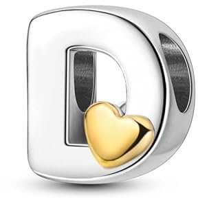 LIGHTDOG Frauen 925 Sterling Silber Charms 26 T Herz Buchstaben Bead Anhänger für Armbänder Charms kompatibel mit Europäischen Armbänder für Frauen Fit Pandora Anhängers Charm Ciondolo Letter
