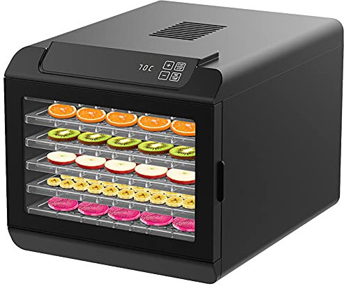 Máquina deshidratadora de alimentos con pantalla LED, secadora con temporizador digital ajustable y función de control de temperatura, deshidratador de alimentos de 6 bandejas para carne, frutas