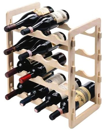 PALUPLUS Cantinetta Vini in Legno per 16 Bottiglie, misura 50x24x42 cm, Scaffale a 4 Ripiani, Portabottiglie Espositore Bottiglie Vino, Champagne, Liquori, per cucina e salotto, Made Italy -380