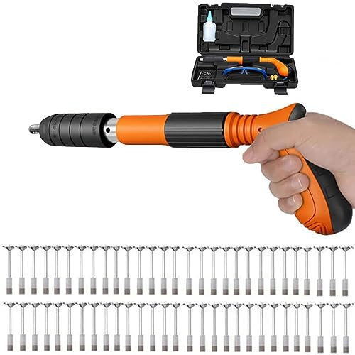 Lulalula Upgraded Cordless Concrete Nail Gun Tool Kit with 50 Nails 4 Speed Adjustable Pneumatic Nailer for Woodworking, Ceiling, Fixture Install, Cement Walls, Nail Guns for Wood Lightweight Design