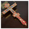 JOSUR Orthodoxe Kirche Jesuskreuz Dekoration, for Haus und Garten Religiöse Gebetszeremonie Kreuz Haltendes Kreuz Familienkreuz Dekoration ohne Sockel Accesso(Red)