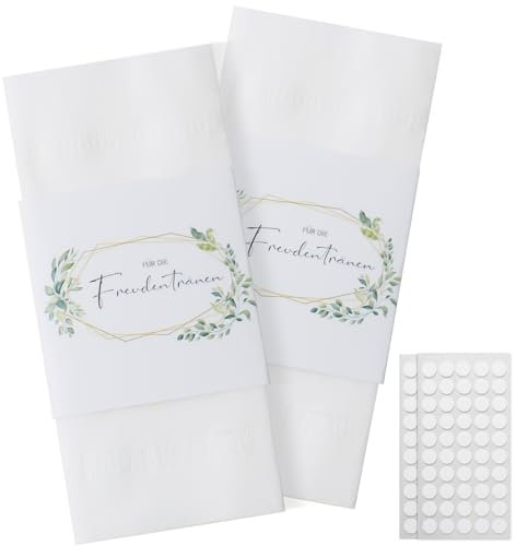 ZOCONE 100 Stück Taschentuch Banderole Hochzeit Freudentränen Taschentücher Banderole Eukalyptus Design Hochzeit Taschentuch Banderolen Deco für Gäste-Taschentücher Hochzeits Deko für Zeremonie (B)