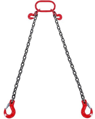 VEVOR 2-Strang Kettengehänge, 1,8 m Krankette mit Haken, G80 Forstkette, 2993 kg Anschlagketten für Motorzüge, G80 Motorhebekette Ø 8 mm Chokerkette Gabelkopfhaken, Hohe Festigkeit Krangehänge