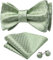 YOHOWA Set mit Fliege und Einstecktuch aus Seide, Manschettenknöpfe, Set für Hochzeit, Party, Smoking, Herren/Jungen, salbeigrün, Einheitsgröße
