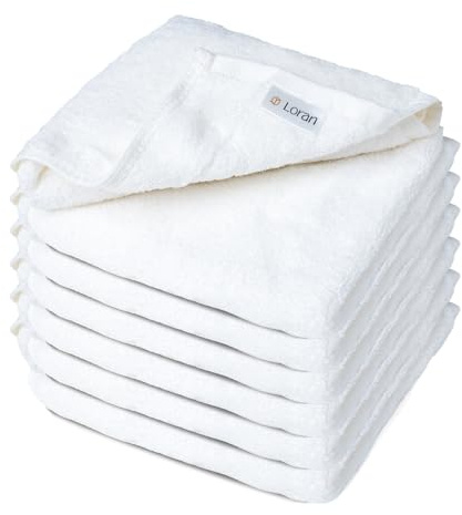 Lot de 6 débarbouillettes blanches extra larges, 33 x 33 cm, 70 % viscose dérivée de bambou, 30 % coton, sensation spa soyeuse pour nettoyer la peau