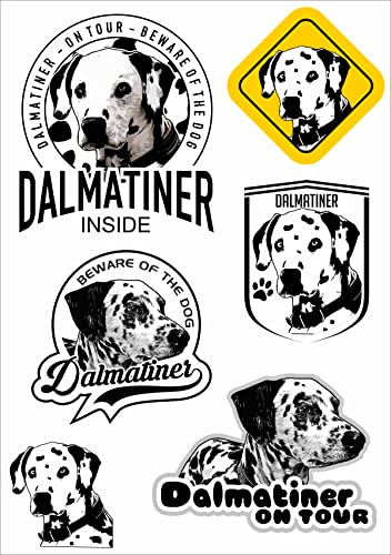 Daged Dalmatiner Hund Hundeliebhaber Aufkleber Set Karte 6 Stück - PKW Auto Motorrad Biker ablösbarer Vinyl- HU