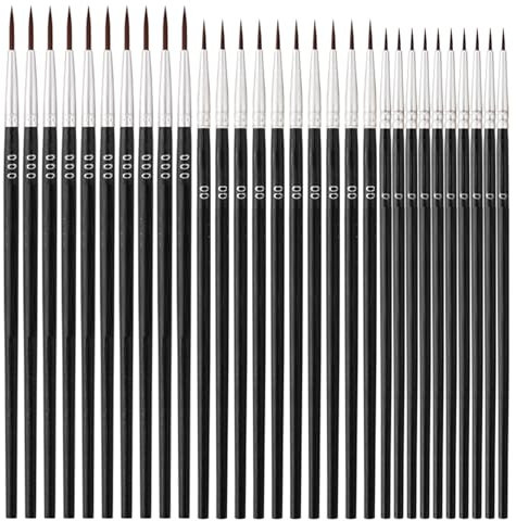 30pcs Tiny Detail Paint Brushes, Fine Paint Brushes Set with 3 Size #0#00#000 Liner Brush for Miniature 40k Model Crafts Watercolor Acrylics Oil, Oil Painting.