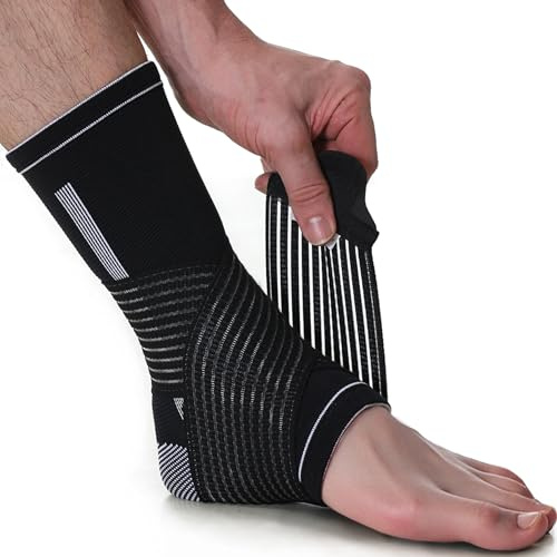 NEOtech Care Chevillière Compression AJUSTABLE - Protège-cheville pour gym sport - Ultra léger, élastique et respirant (Couleur noire, Taille S, 1 Unité)