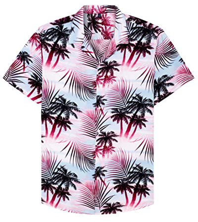 siliteelon Mens Hawaiian Shirt Short Sleeve Floral Aloha Shirts for Beach Holiday, Color: 1664, Size:L