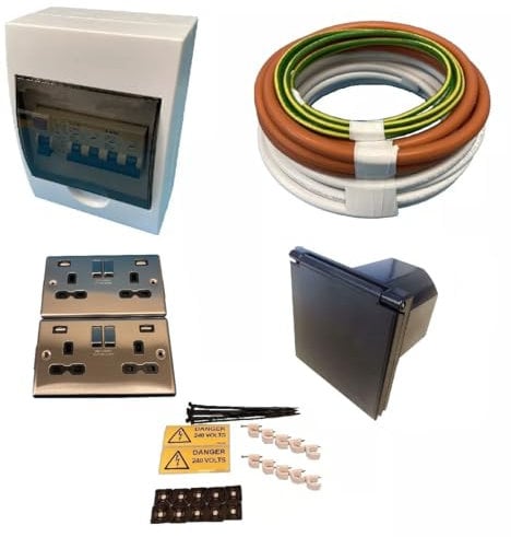 TEW 240V Double Pole Mains Electric Hook Up Installation Kit Campervan Motorhome Conversion Kit 86