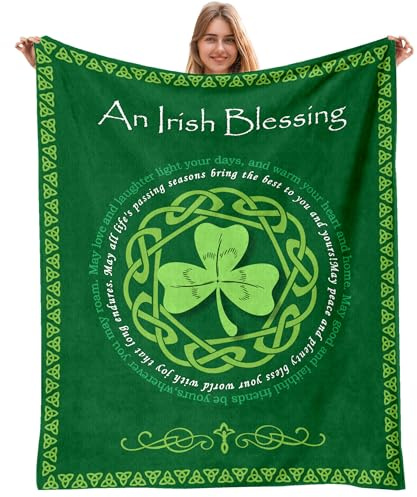 Irish Gifts for Women Men, Ireland Gifts, Irish Blessing Gifts Blanket 50x60, St. Patrick's Day Decorations, Shamrock Blanket Gifts for Irish Celtics Birthday Weddings Anniversaries Christmas