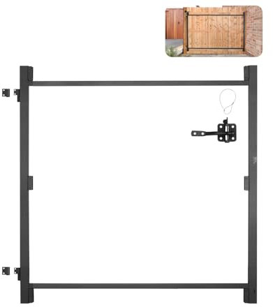 VEVOR Kit de construction de portail, pour ouvertures 1524-2438 mm large, kit cadre de portail complet anti-affaissement réglable, 1194 mm haut, avec verrou à loquet, pour clôture en bois, fer, noir