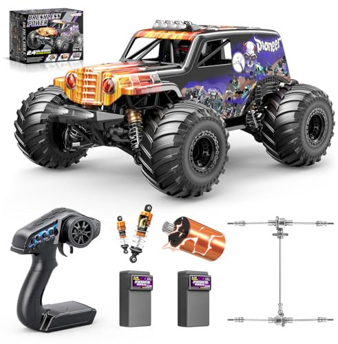 Womaqu Voiture Télécommandée Adulte Brushless 1:14, 4x4 Tout Terrain 70 km/h avec Amortisseurs à Huile, Voiture RC Haute Vitesse avec 2 Batteries 3S LiPo 1200 mAh et Émetteur 2.4GHz