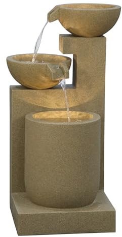 Dehner Gartenbrunnen Samson, Terassenbrunnen frostbeständig, Brunnen für Außen, mit LED Beleuchtung, ca. 100 x 54.5 x 54.5 cm, Polyresin, braun