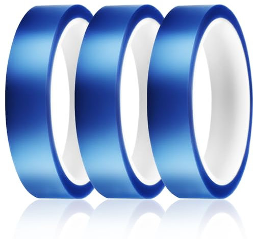 3 Rollen Hitzebeständiges Klebeband 20mmx33m Blau Thermisches Klebeband Sublimationsklebeband Heat Resistant Tape Keine Rückstände für Leiterplatten Elektronische Drucke Wärmeübertragung DIY Handwerk