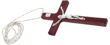 MAGICLULU Holzkreuz Kruzifix-Ornament Für Katholische Jesus-Statue Aus Holz Kruzifix Für Inneneinrichtung Dekoration Für Wohnzimmer Gesegnetes Kreuz-dekor