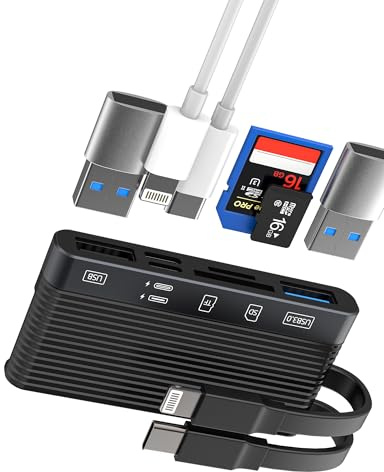 SD Card for Reader for iPhone Adapter USB Digital Camera(6in2) Memory Stick Lightning Type C to TF OTG for iPad for Apple Phone Accessorie Flash Drive MacBook Compatible for Samsung Micro SD Transfer