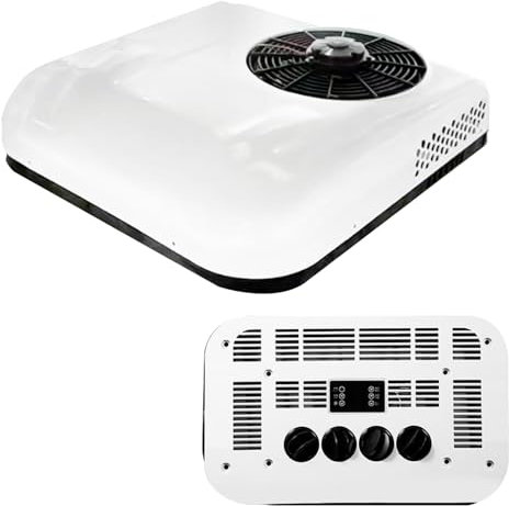 ANAAMAYL 12V Klimaanlage Wohnwagen,Split Dach-RV-Klimaanlage Wohnmobil, DC Für Auto Dach Mobiler Klimakompressor,Für Transporter,Geländewagen,LKW, Wohnmobile(Weiß) (White, 12V)