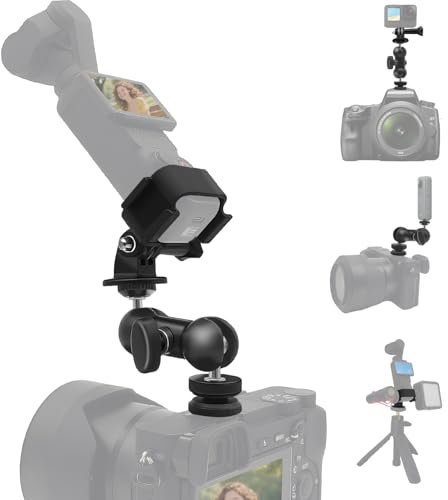 Cold Shoe Camera Mount Compatible for DJI Osmo Pocket 3 – Ball Head Magic Arm with Hot Shoe Adapter Compatible with GoPro, DSLR Cameras, Smartphones,Lights 360° Adjustable Vlogging & Video Recording