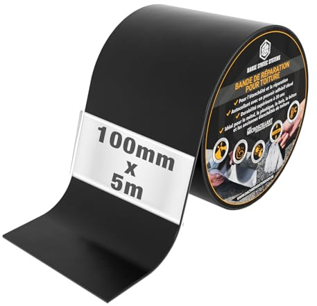 HSS Bande Étanchéité Réparation Toit Gouttière Zinc Autocollante | Adhère sur tuile, EPDM, PVC, béton, bois, alu – toiture plate, abri de jardin, garage, caravane. Souple jusqu'à -40 °C.