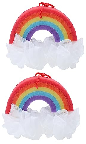 SHERCHPRY 2stücke Regenbogenball Badekugel mit Schaumbildung Sprudelnde Badeblumen für Entspannung Schwebende Badetücher aus Schwammmaterial für Sanftes Peeling