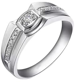 Mesnt Platinum Men Eternity Promise Ring with 0.12ct Diamond, Size V 1/2