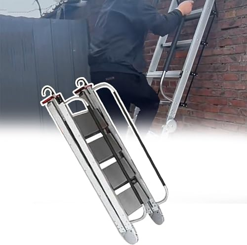 Dachbodentreppe Klappbare Dachbodenleiter mit Handläufen und Haken, Platzsparende Dachleiter für Bequemen Zugang, Tragbare Metallleiter für Garagen Keller(9 Steps 2.2-2.4m (86.6-94.5))