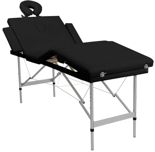Hommdiy Massageliege Klappbar 4-Zonen mit Aluminiumgestell Schwarz