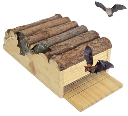 Fledermaushaus für den Außenbereich, große Höhle aus wetterfestem Holz, kompakt, für natürliche Schädlingsbekämpfung, Installation in Gärten, Bauernhöfen und Terrassen